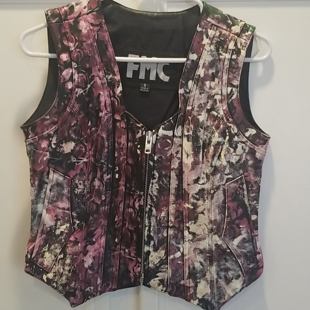 FMC Custom Painted Leather Motorcycle Vest